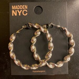 Silver Twisted Hoop Earrings
